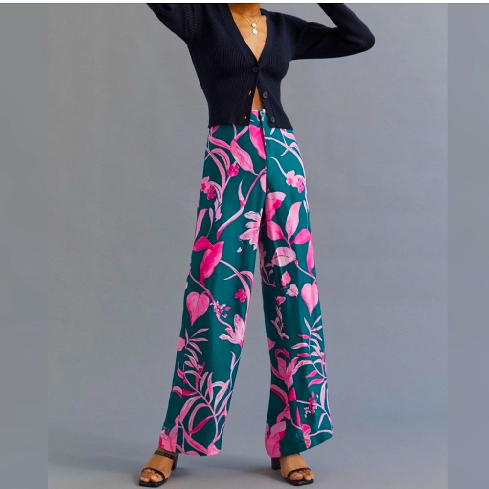 Anthropologie Breezy Printed Straight Wide Leg Pants Size 6